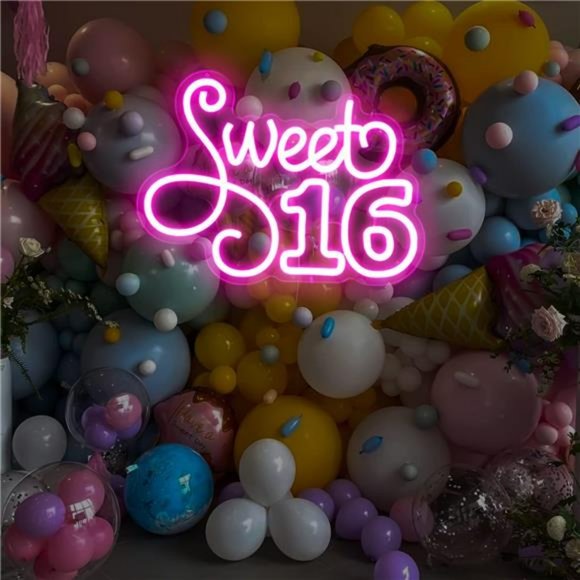 Sweet 16 Neon Sign Dimmable LED Neon Signs for Girls 16th Birthday Bright VIVID - Picture 7 of 7